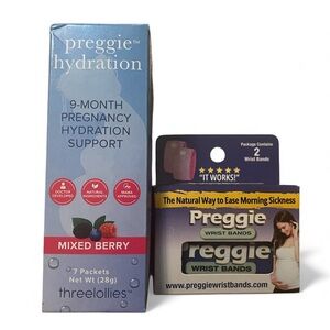 Preggie Pregnancy Morning Sickness Wristbands and Electrolyte Powder Mixed Berry